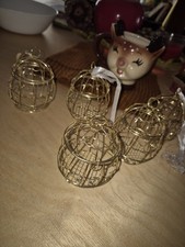 LOT DE 5 CAGES avec anneau POUR Deco Ou Porte Cadeau en Métal doré 