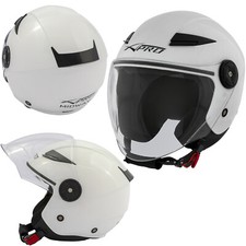 Casque Moto Jet Visière Long City Scooter Certificat ECE 22 Blanche