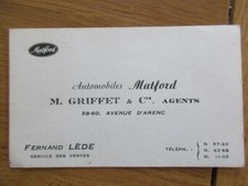 CARTE DE VISITE AUTOMOBILES