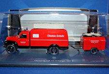 HANOMAG L28 and TRAILER - CHEMICAL WORKS FIRE BRIGADE - 1/43 by SCHUCO LTD EDT.