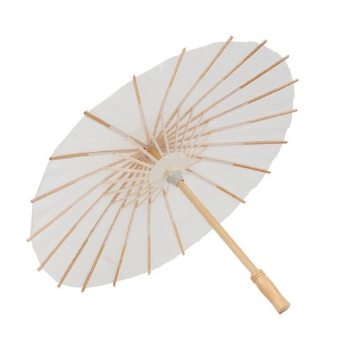 White parasols with wooden - parasols,