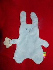 Doudou plat lapin rayé bleu