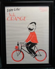Enjoy Life! Velo ORANGE Frenchman on Bicycle with Wine & Cheese - Framed - LOOK