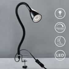 Lampe de table à pince LED dimmable lampe flexible de chevet noir 5W GU10 bureau