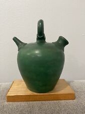 Unknown Age Likely French Green Glazed Pottery Gargoulette Jug w/ Impressed Mark