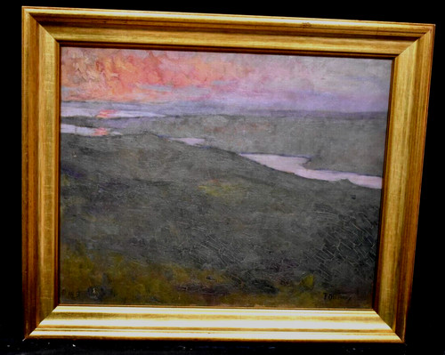Tableau huile soleil - , couchant