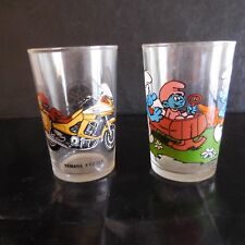 2 glasses SMURF 1984 PEYO BELOKAPI YAMAHA XVZ 12T design XXe France N3268
