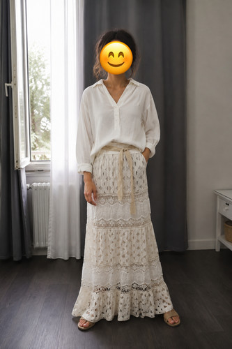 Jupe longue coton - jupe, dentelle