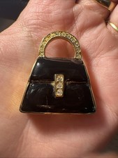 Broche Mini Sac À Main Noir Et Dorée Bijoux Fantaisie