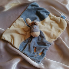 Doudou âne Paco, bleu, blanc