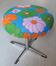 Tabouret Vintage Années 70 Motif Floral 