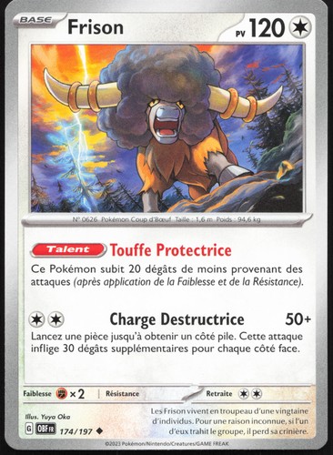 Carte pokémon frison 174 - carte, 174/197