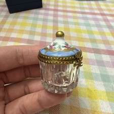 Rochard Limoges Peint Main Trinket Box Crystal Bottom 