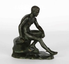Antique Bronze Seated Hermes – Grand Tour Souvenir (After Lysippos)