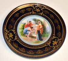 Assiette À Décor Ancien Bleue En Or Surélevé En Ruche Royale De Vienne 10 3/4"