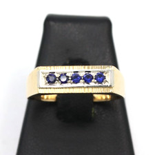 Anneau Homme Avec 5 Saphirs