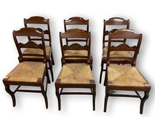 6 CHAISES ISABELINE. BOIS D'ACAJOU ET MARQUETERIE. ESPAGNE. XIXÈME SIÈCLE