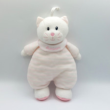 Peluche doudou chat rose blanc LUMINOU rayures 32 cm luminescent fluorescent