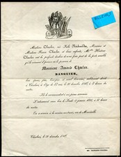 faire-part de décès de Mr. Charles Amand Banquier . Charleroi . Belgique .1860