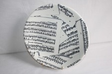 Gien earthenware hollow round dish, piano sheet music decor, diameter 30 cm