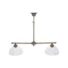 Lustre à Bascule À Deux Lumières de Billard en Laiton Avec Verre Transparent