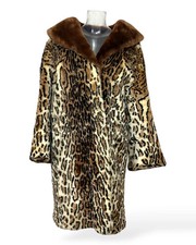 Mady Lambrecht - Manteau Léopard – Mouton Lainé & Col Châle Brun – Années 1970