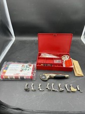 VTG Bernina 830 Sewing Accessory Case W/ 9 Feet & More. VERY RARE GOLD CUTTER