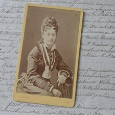 Photo 1880 CDV Fashion Hairdressing Jewelry Antoine Lumière Lyon Photography