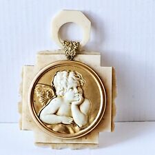 Art déco cadre déco angelot putti berceau celluloid métal doré 62x80 mm