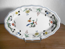 PLAT OVALE FAIENCE GIEN DECOR OISEAUX DE PARADIS Lot C. dim : 26 cm x 40 cm.
