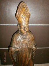 ANCIENNE STATUE RELIGIEUX EN BOIS /CIRE/XVIII-XIXème/SAINT EVEQUE/H.90 cm/EGLISE