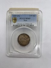 1907-FG •• 1/5 Sol •• PCGS MS65 •• Peru
