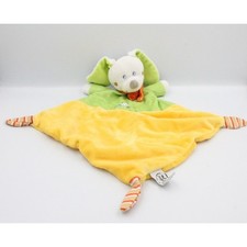 Doudou plat lapin jaune vert