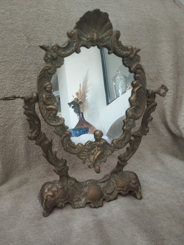Miroir ancien sur pied laiton - pied,