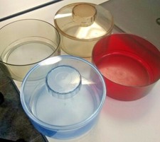 Tupperware Microplus Hard Small Plastic Container W/Lid Set 4 w 2 Lids 2062