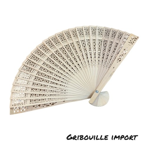 Eventail bois bambou 20cm - bois,