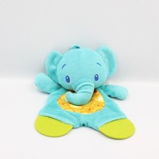 Doudou plat éléphant bleu