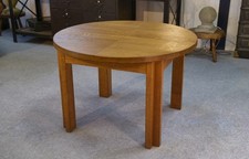 Solid Oak Round Table by Maison Regain 1970's