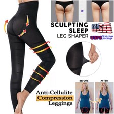 Sculpting Sleep Leg Shaper High Waist Leggings Socks Fajas Colombianos Slim Tone