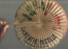 3 old advertising fans. Le Matin; Café Masset Bordeaux and Mint-pastil