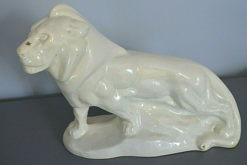 Statue lion blanc céramique - statue,