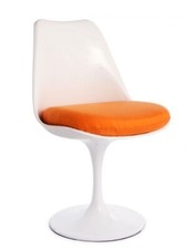 White Tulip Swivel Saarinen Type Chair with Orange Tulip Cushion New