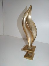 Sculpture Laiton Massif flamme sur socle déco presse Papier