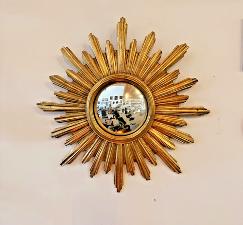 Miroir soleil vintage - , doré