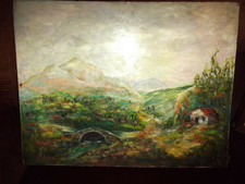 Jolie peinture paysage sur panneau bois signée JUBILLAR