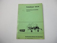 Fahr KH20 Rotary Tedder Owners Manual Spare Parts List 1968