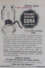ADVERTISEMENT CONA COFFEE MAKER TABLE MODEL KITCHEN MODEL 1953 FRENCH AD PUB