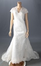 Mingda's Dress Cap Sleeve Sweetheart Trumpet White Lace Wedding Dress sz 10