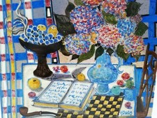 YOUEN BRETAGNE signed FAIENCE TILE PAINTING