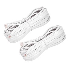 Téléphone Extension Corde 25FT Câble RJ11 6P4C Bouchons Mâle à Mâle Blanc 2pcs